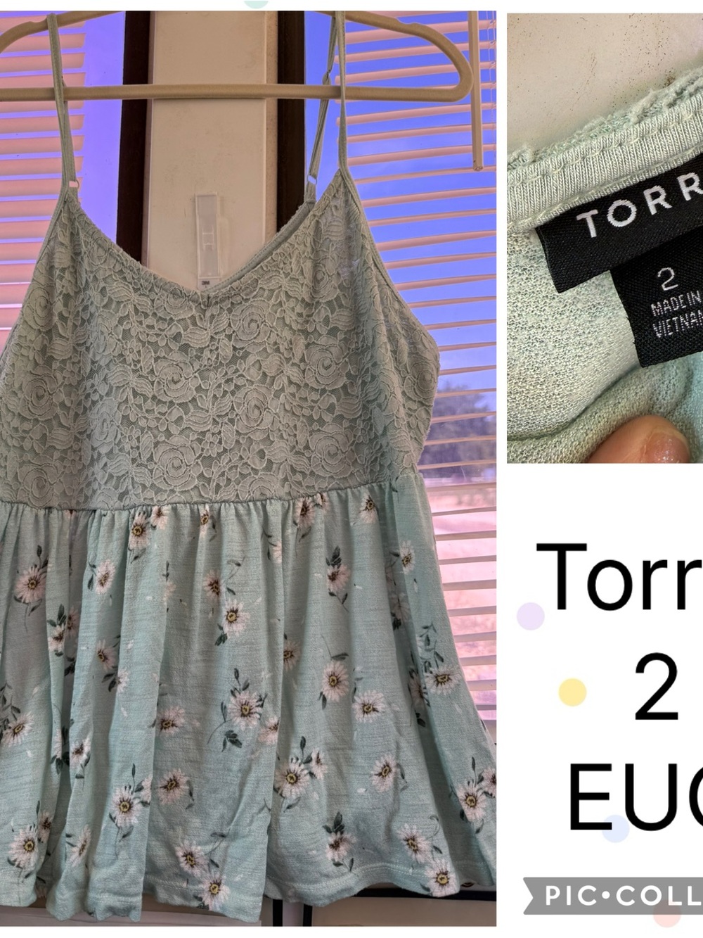 torrid Mint Green Floral Lace Peplum Tank Top